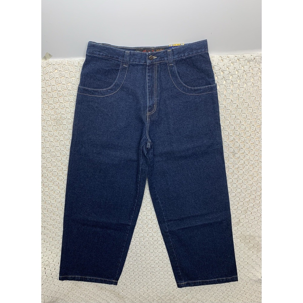 Vtg 90s Jynx Jeans Men Tag 36 Approx 34x30 Wide Baggy Skater Blue Denim Made USA - Picture 4 of 13
